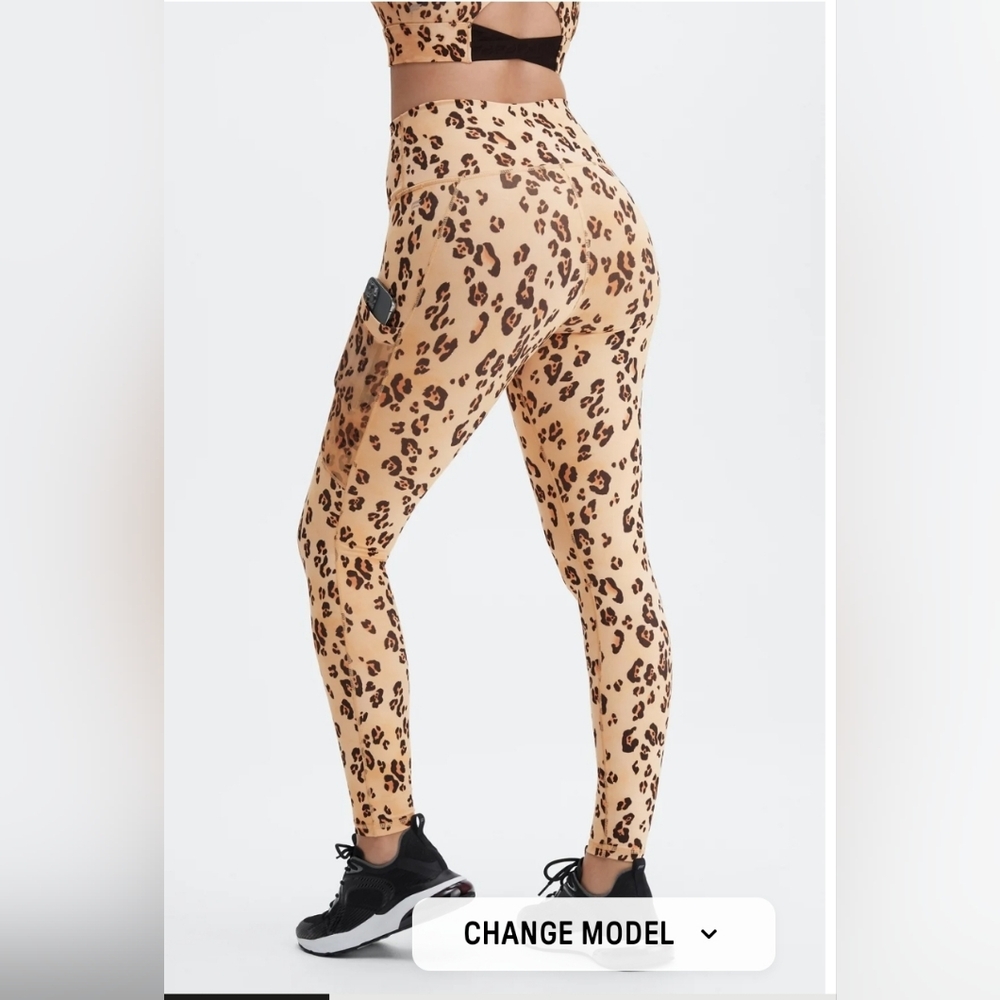 Fabletics Tan Leopard Print Leggings